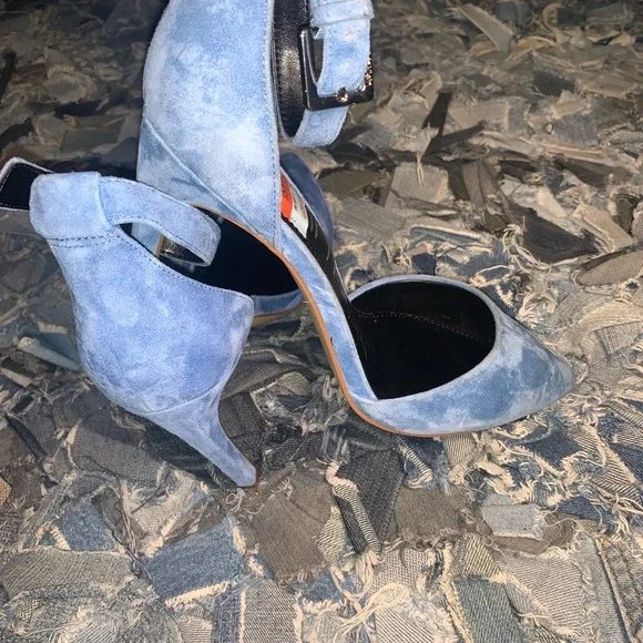 Baby Blue Suede Heels - Picture 7 of 8